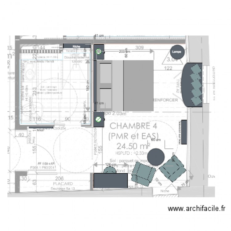 chambre 4 PMR. Plan de 0 pièce et 0 m2