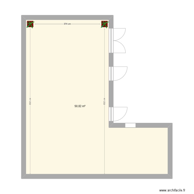 Terrasse. Plan de 1 pièce et 51 m2