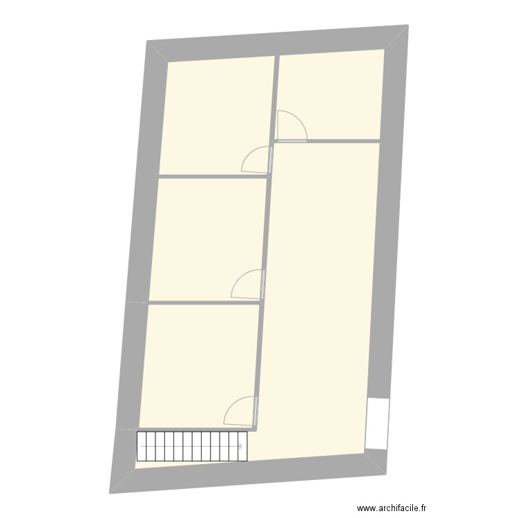 Étage grange. Plan de 2 pièces et 65 m2