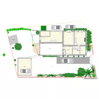 plan terrain avec plantes terrasse et garage 27 01 2023