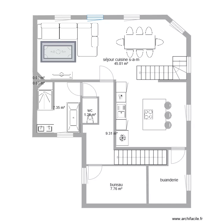 1er duplex fini. Plan de 1er duplex fini. Plan de