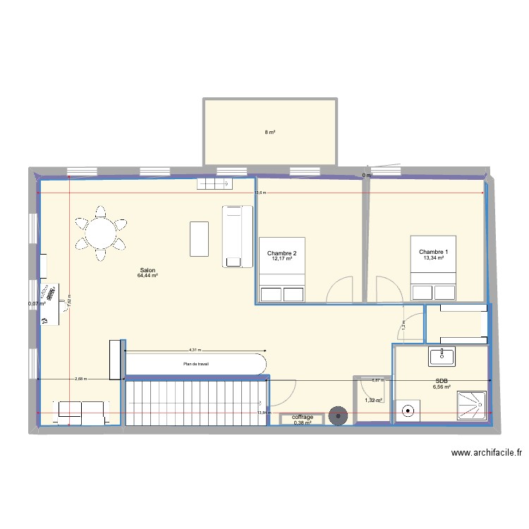 Plan Clélia V2. Plan de 10 pièces et 109 m2