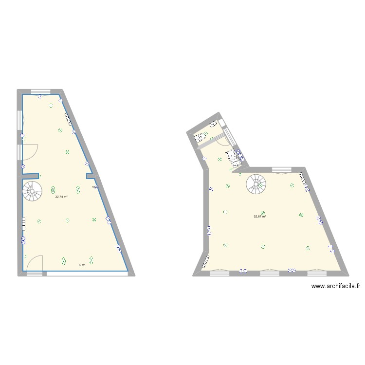 LA FAYETTE elec. Plan de 2 pièces et 65 m2