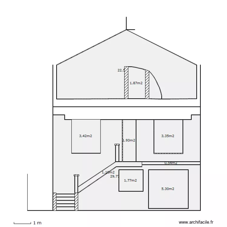 Fa&ccedil;ade principale. Plan de 