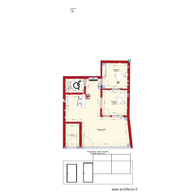 plan commerce bailleur étude touzani projet. Plan de 5 pièces et 60 m2