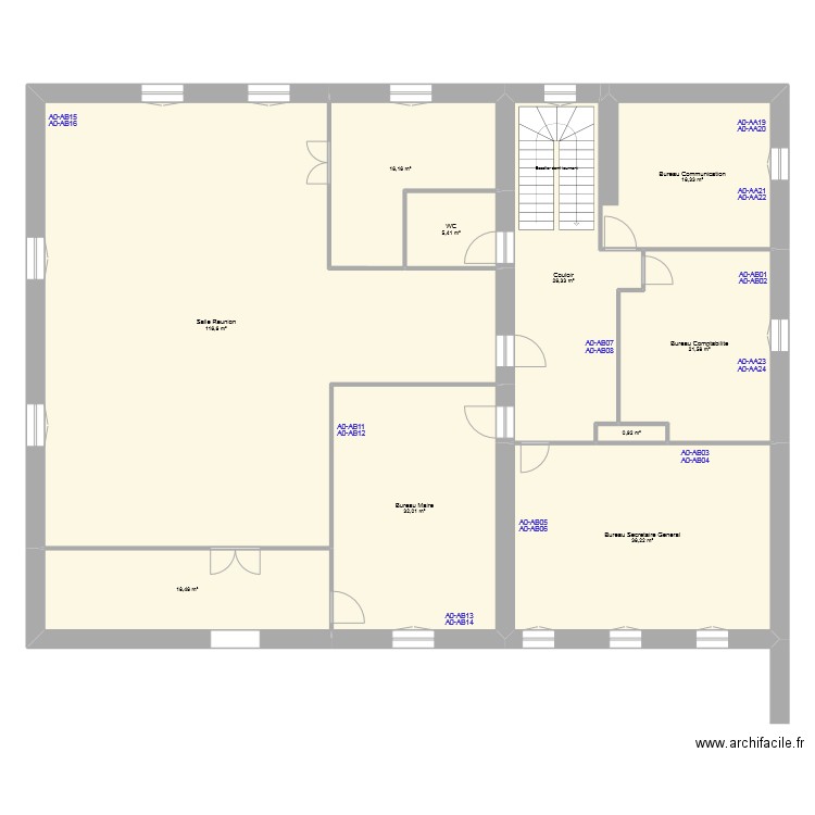 Mairie Chevry etage1. Plan de 10 pièces et 294 m2