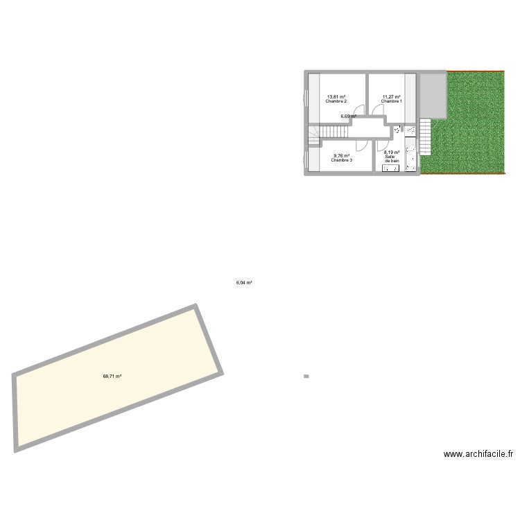 Maison Hochfelden 2ème niveau bis. Plan de 7 pièces et 124 m2