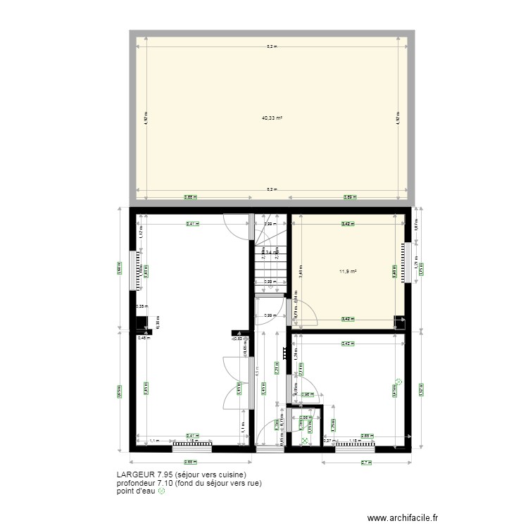 boissy origine. Plan de 3 pièces et 55 m2