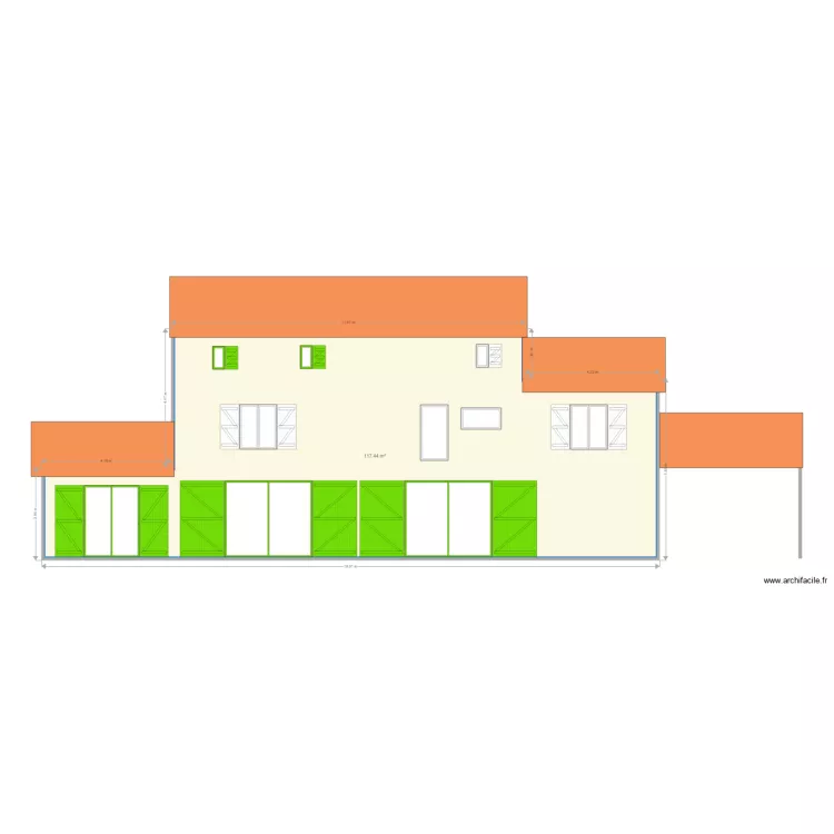 Facade Sud Ouest. Plan de 