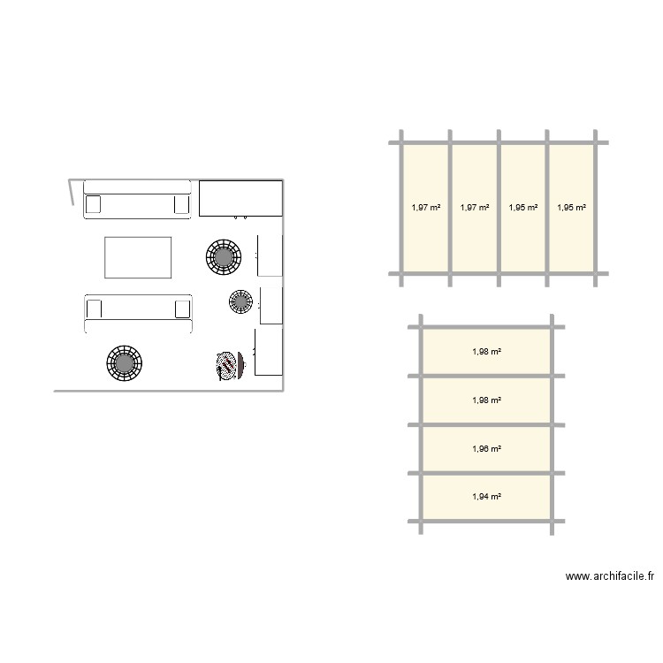 Terrasse. Plan de 8 pièces et 16 m2