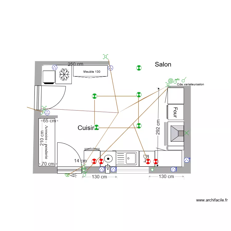 Electricit&eacute; cuisine. Plan de 