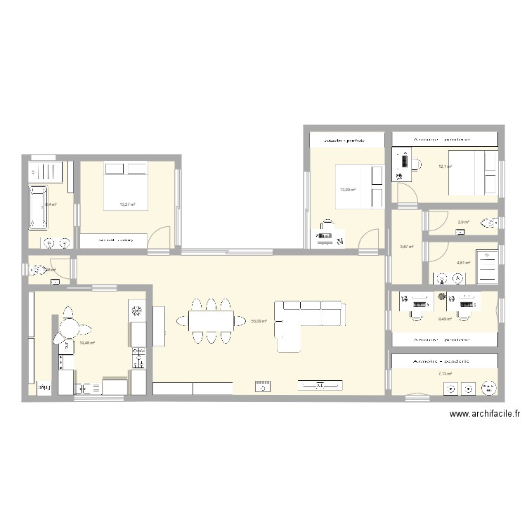 Test maison foiré2. Plan de 12 pièces et 150 m2