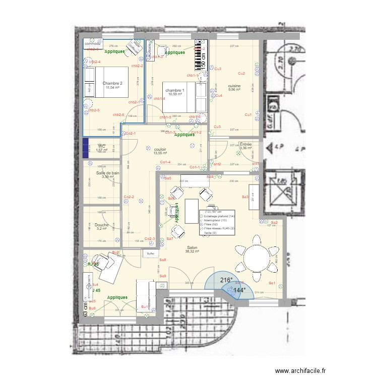 8 Chateaudun v9. Plan de 9 pièces et 95 m2