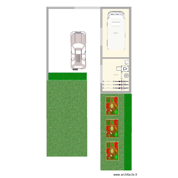 Garage. Plan de 2 pièces et 37 m2