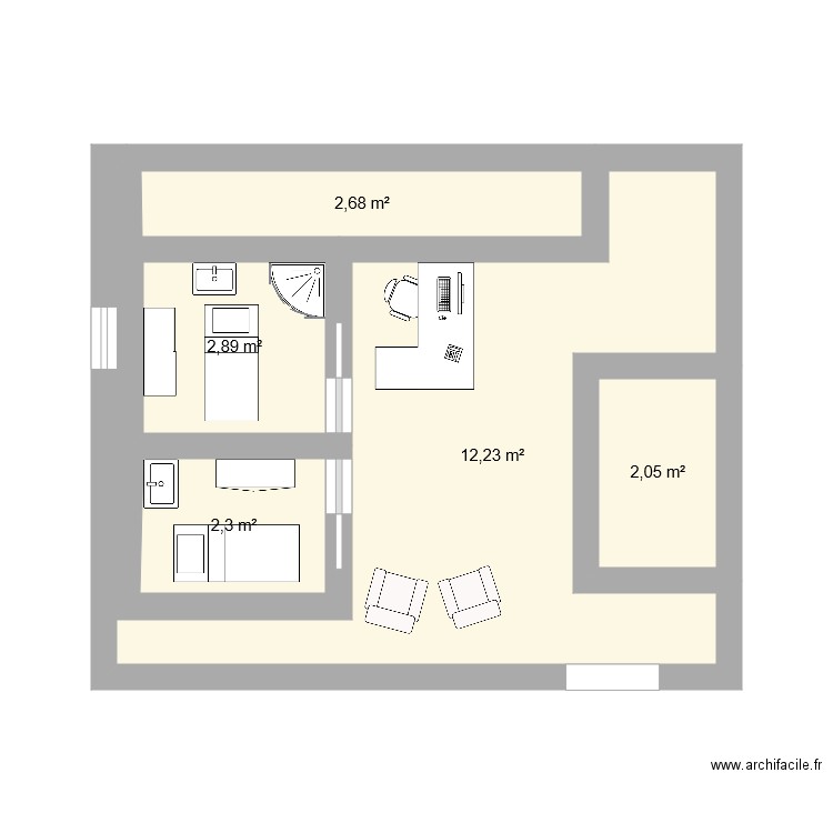 salon institut . Plan de 0 pièce et 0 m2