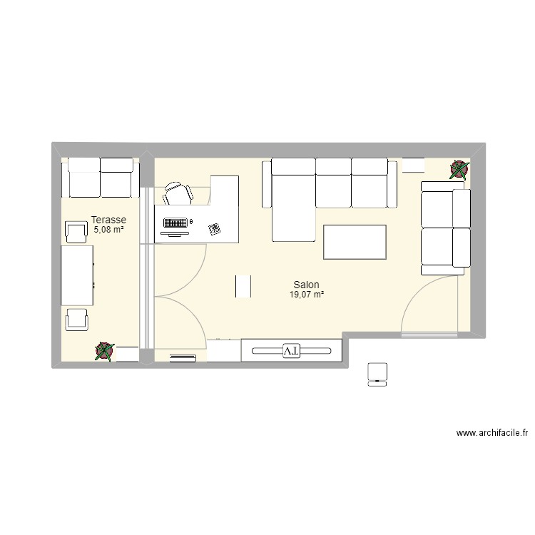 salon chatillon. Plan de 2 pièces et 24 m2