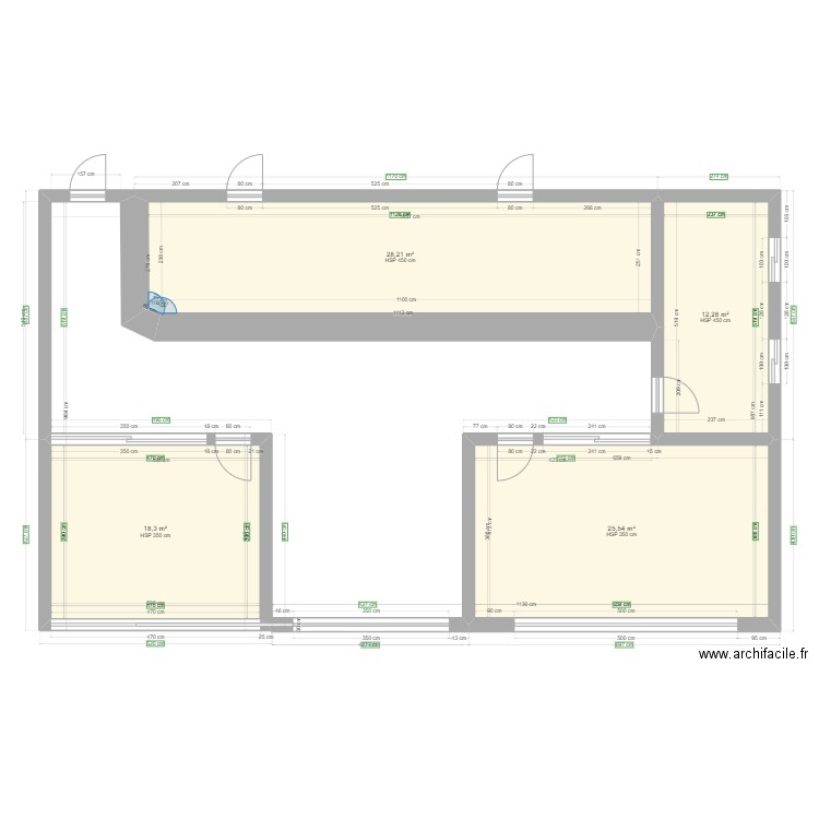 plan RDC. Plan de 4 pièces et 84 m2