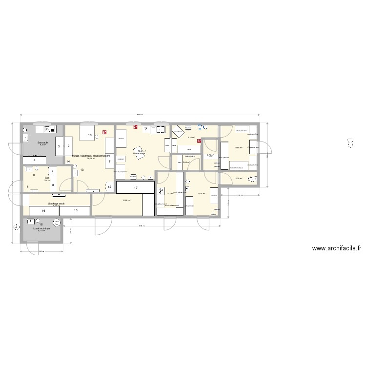 aménagements local pates v3. Plan de 0 pièce et 0 m2