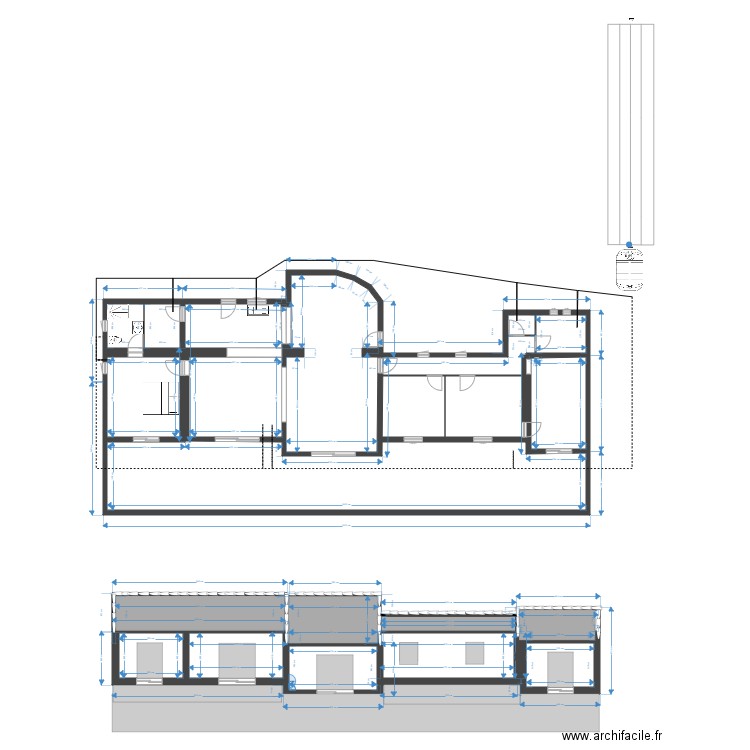 PLAN SUZE 2. Plan de 14 pièces et 257 m2