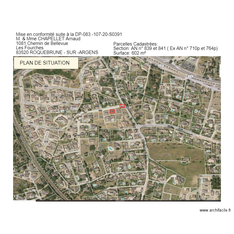 Plan de situation déclaration de travaux. Plan de 0 pièce et 0 m2