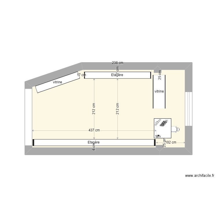 101. Plan de 1 pièce et 14 m2