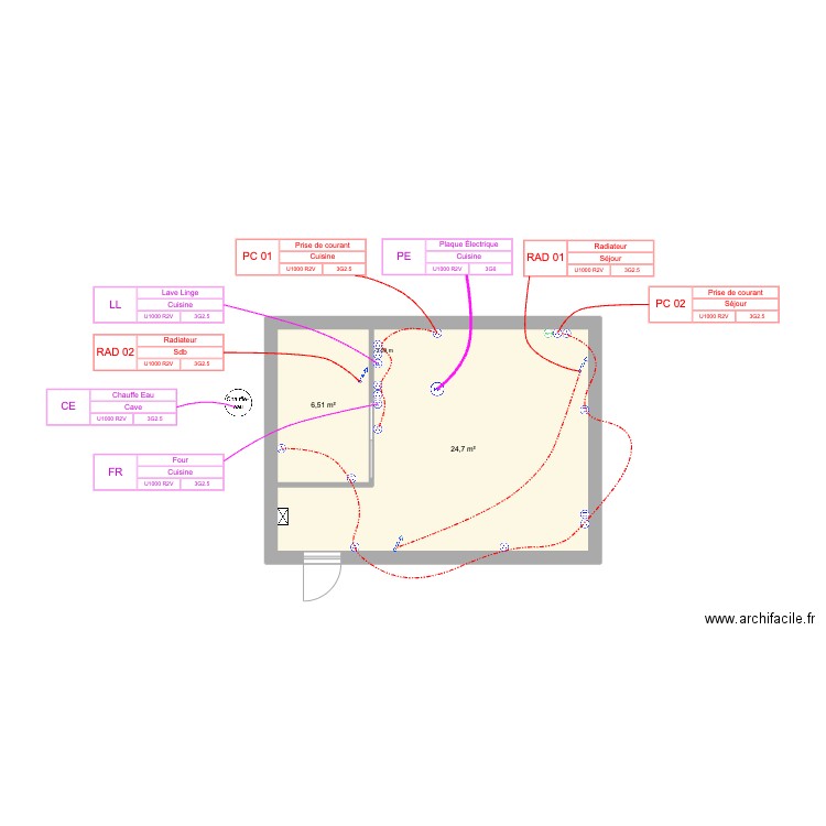 PLAN_PC_RIVAILLIER. Plan de 2 pièces et 31 m2