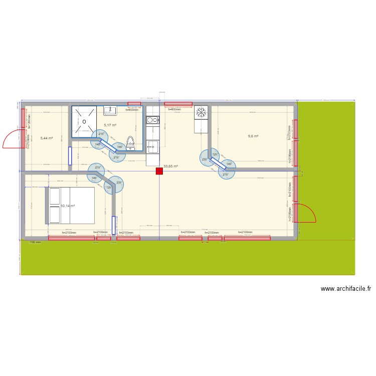Калуга Barn 2. Plan de 7 pièces et 97 m2