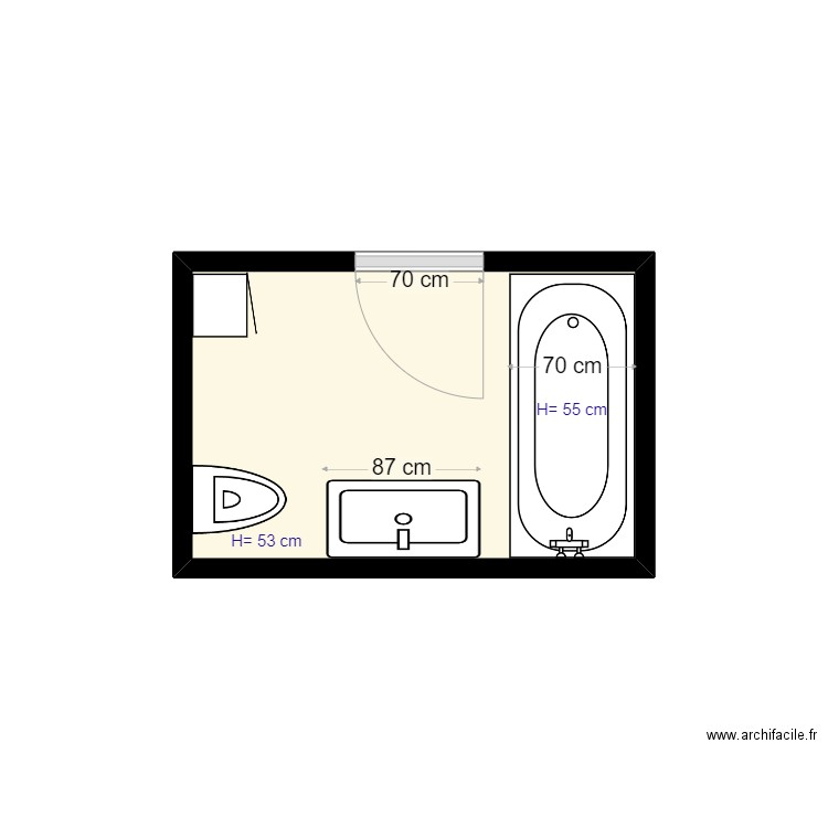Avant travaux Moudène. Plan de 1 pièce et 4 m2