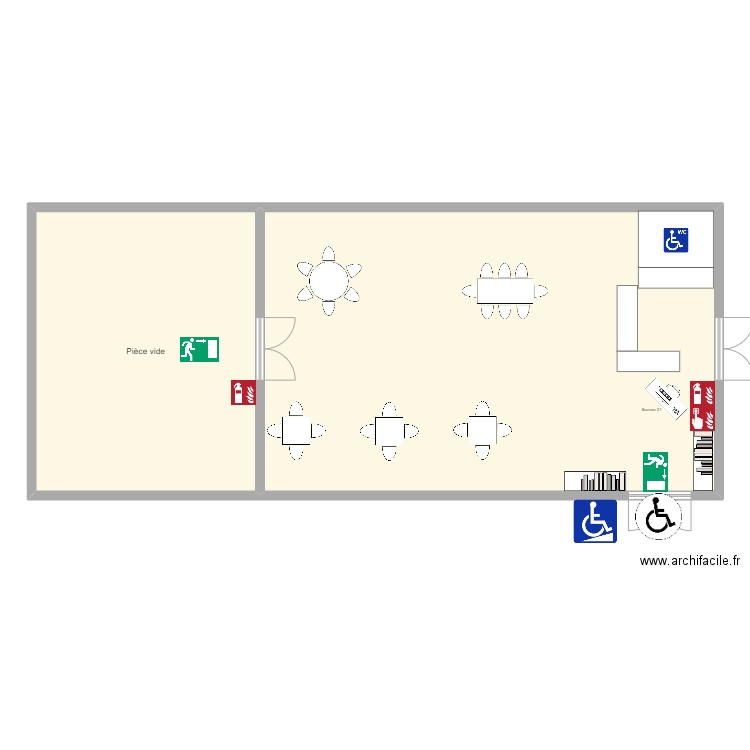 Atelier pmr. Plan de 2 pièces et 192 m2