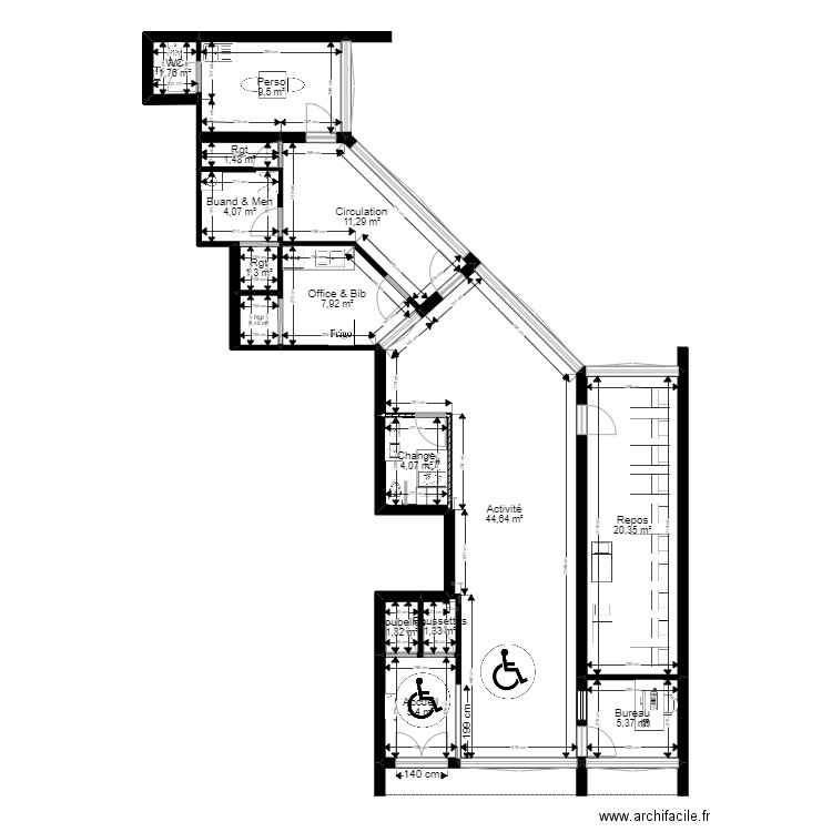 92 Nanterre 118 Salvador Projet Esp 14092022. Plan de 15 pièces et 121 m2