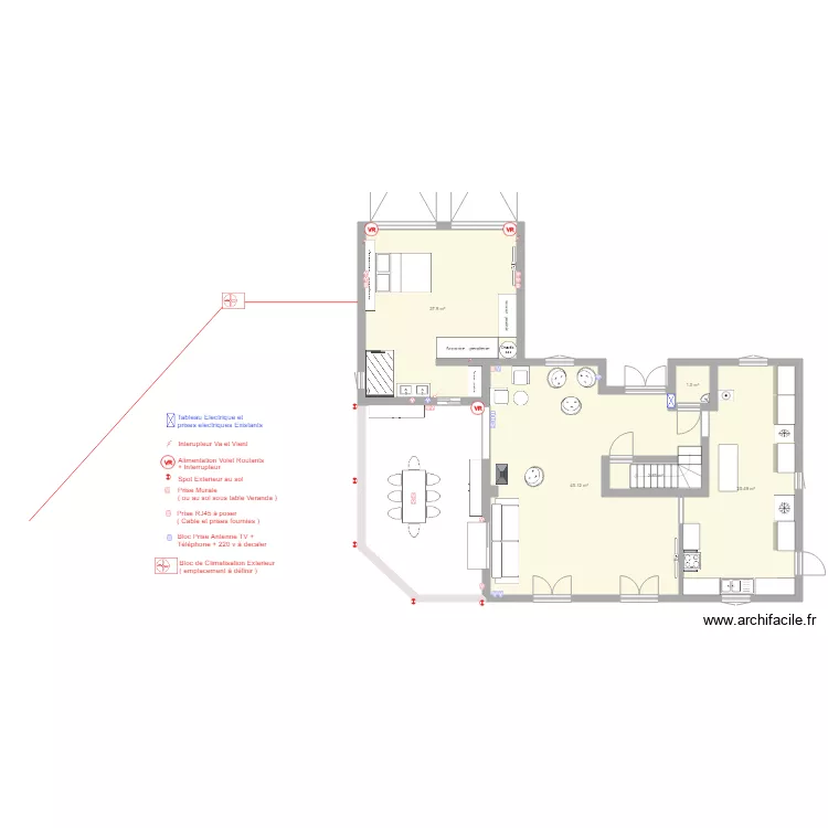 HomeProjet Electricité Clim Version Chambre parentale. Plan de HomeProjet Electricité Clim Version Chambre parentale. Plan de