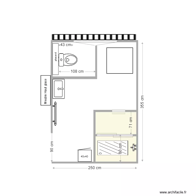 Salle de bain WC. Plan de 
