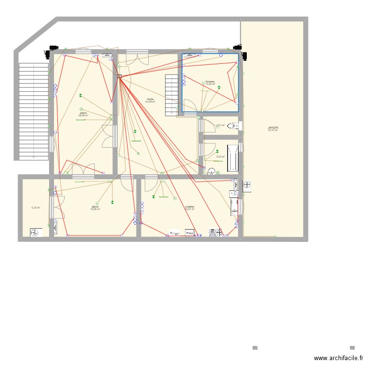 GALMA R.D.CH.1. Plan de 9 pièces et 185 m2