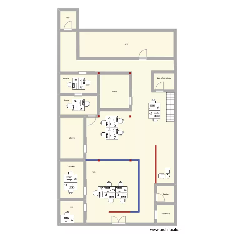Aménagement 2ème étage. Plan de 13 et 221 m² Aménagement 2ème étage. Plan de 13 et 221 m²