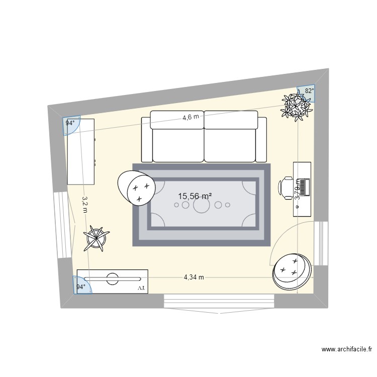 salon en projet. Plan de 0 pièce et 0 m2