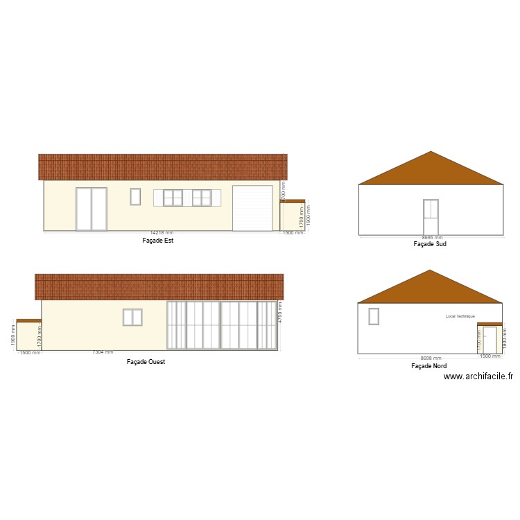 Facade Nord Est Sud Ouest. Plan de 0 pièce et 0 m2