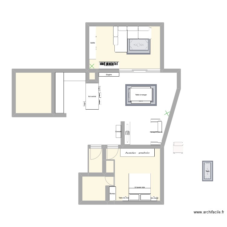Lyon. Plan de 8 pièces et 43 m2