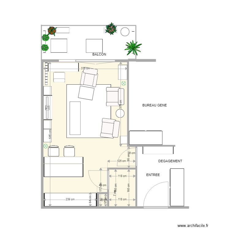 NOTRE SEJOUR (3 FT). Plan de 2 pièces et 25 m2