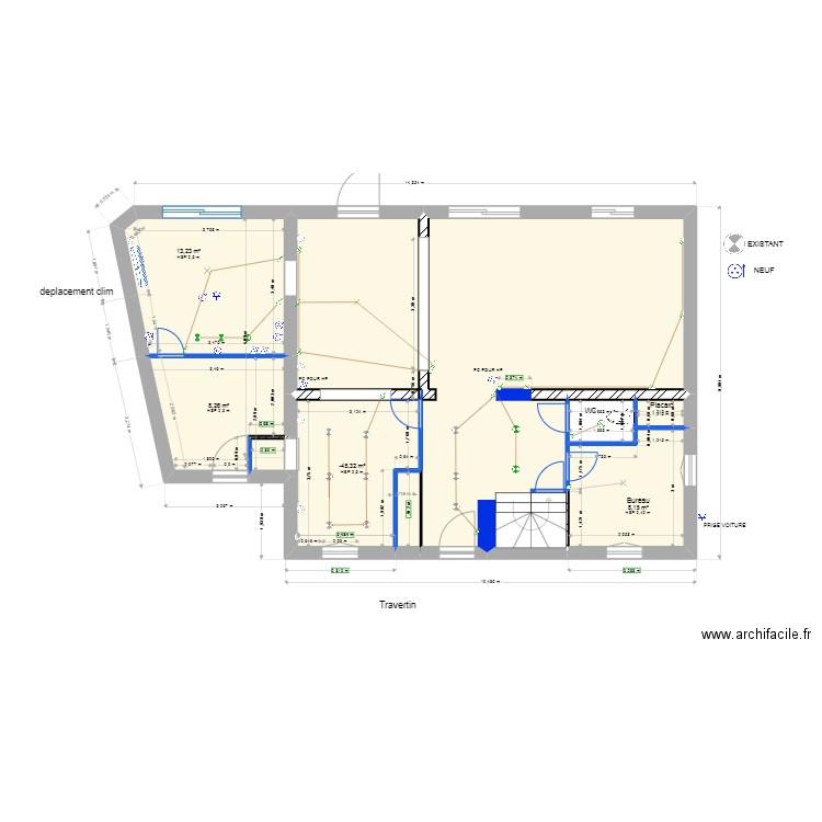 projet jaquemer. Plan de 25 pièces et 207 m2