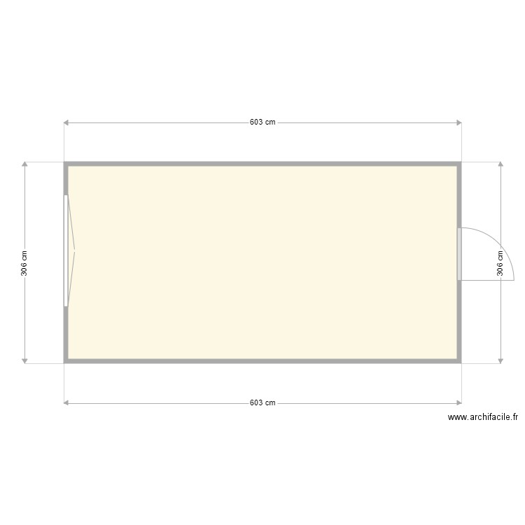 63 porte petit côté. Plan de 1 pièce et 17 m2