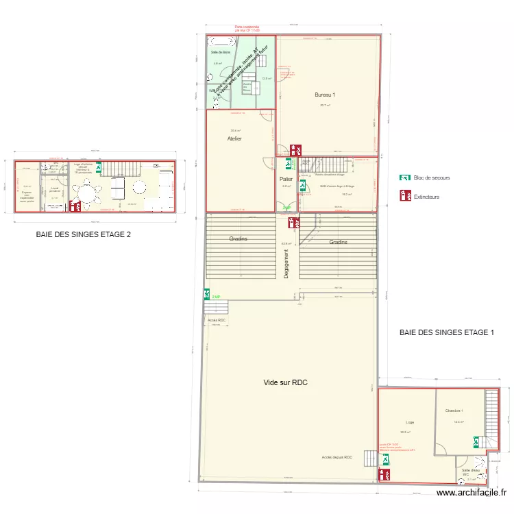 Baie des singes &eacute;tage et acc&egrave;s loge Dernier 4. Plan de 