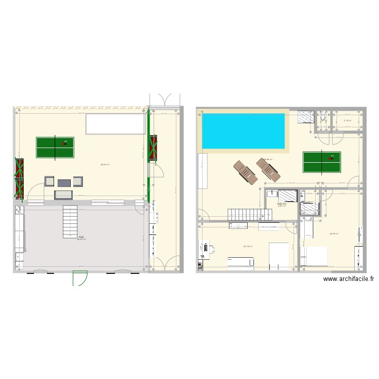 Maison Deauville Plan SousSol v7. Plan de 9 pièces et 256 m2