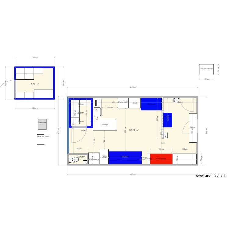 Marin. Plan de 4 pièces et 44 m2