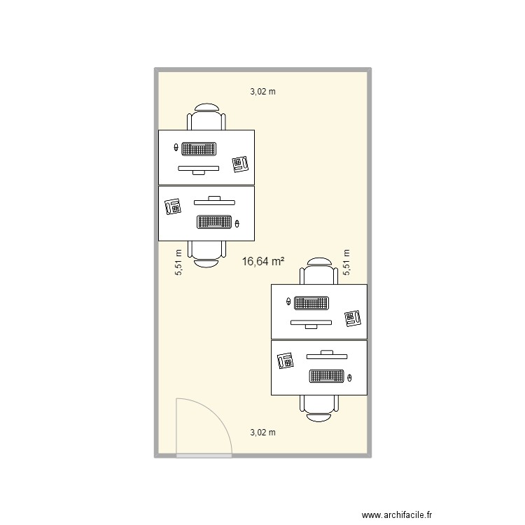 Ancien CVH. Plan de 1 pièce et 17 m2