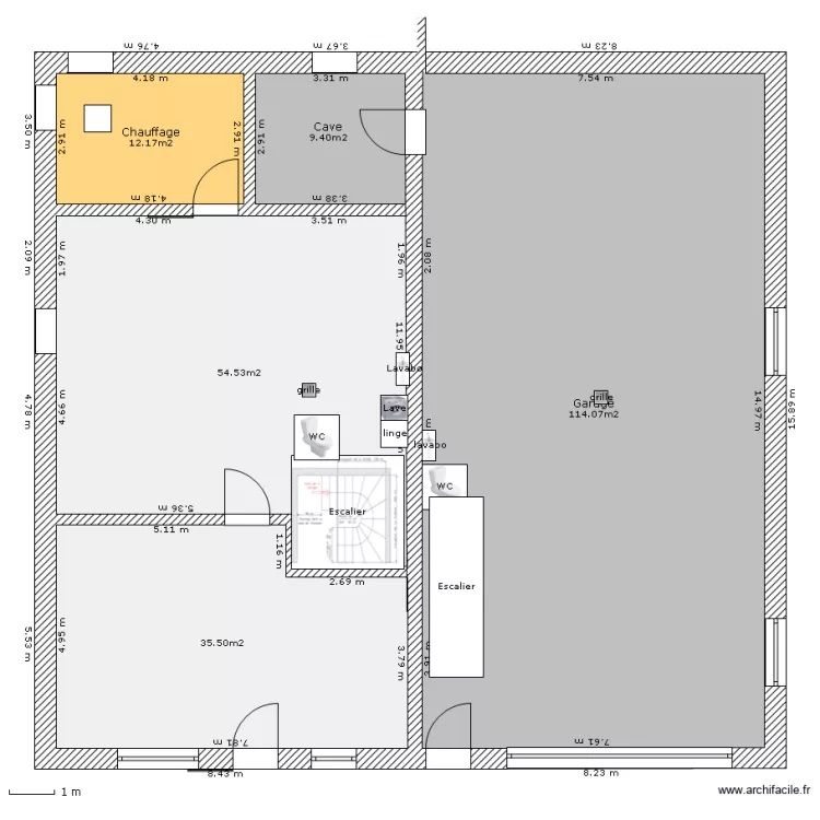 Sous-Sol avec cave. Plan de Sous-Sol avec cave. Plan de