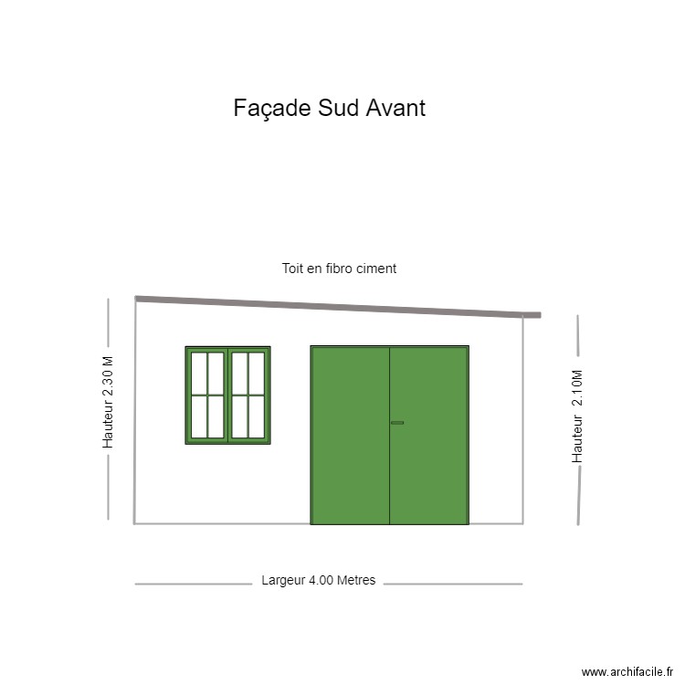 Façade Sud Avant. Plan de 1 pièce et 9 m2