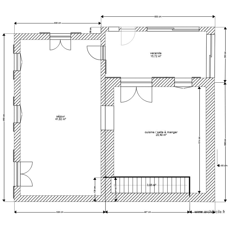 rdc et 1er existant. Plan de 0 pièce et 0 m2