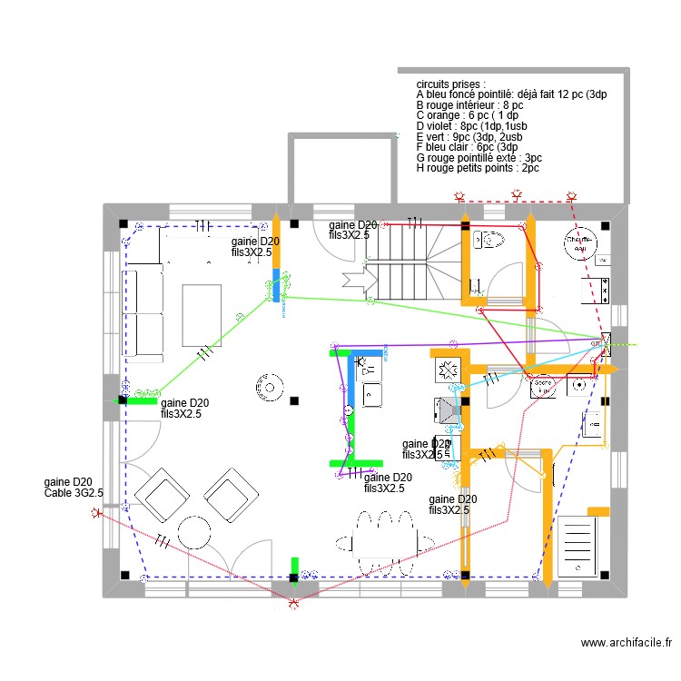 Tib& Marie prises. Plan de 5 pièces et 88 m2