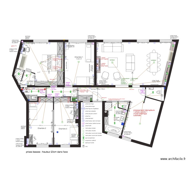 plan projet chateau neuilly plan elec V6. Plan de 0 pièce et 0 m2