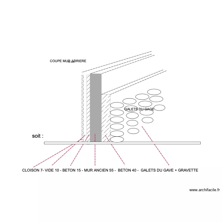 Mur arri&egrave;re GRANGE. Plan de 